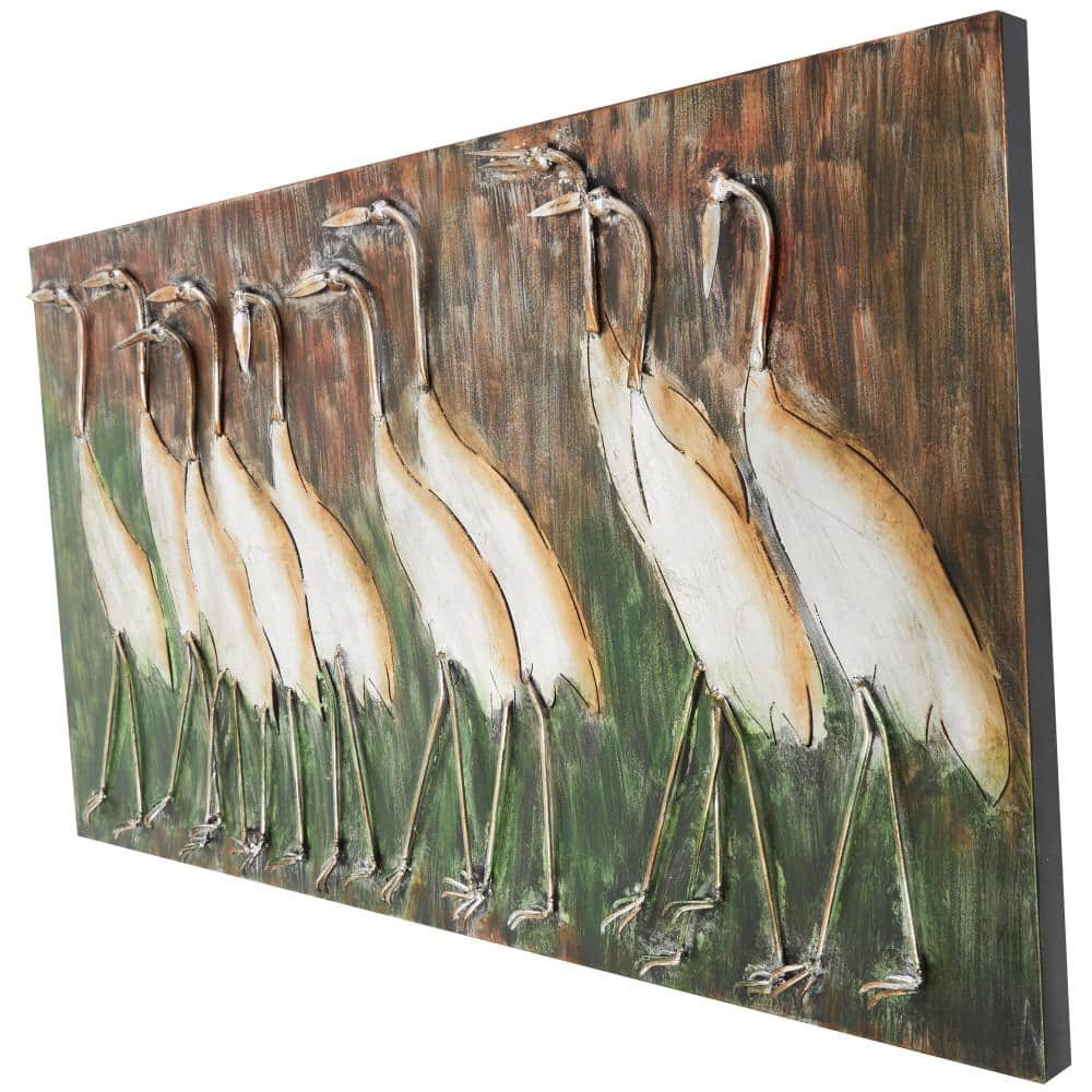 Large Brown Metal Bird Wall Sculpture