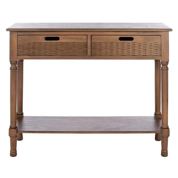 SAFAVIEH Landers 2-Drawer Brown Wood Console Table