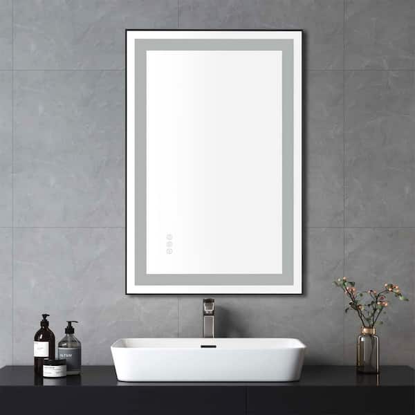 FUNKOL 36 in. W x 24 in. H Rectangular Frameless LED Mirror Anti-Fog Dimmable Wall Mount Bathroom Vanity Mirror
