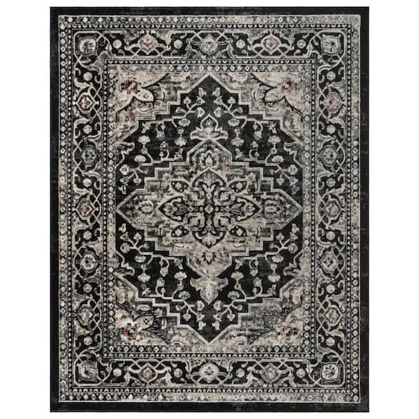 Heirloom Fluer Black 9 ft. x 13 ft. Oriental Medallion Indoor Area Rug