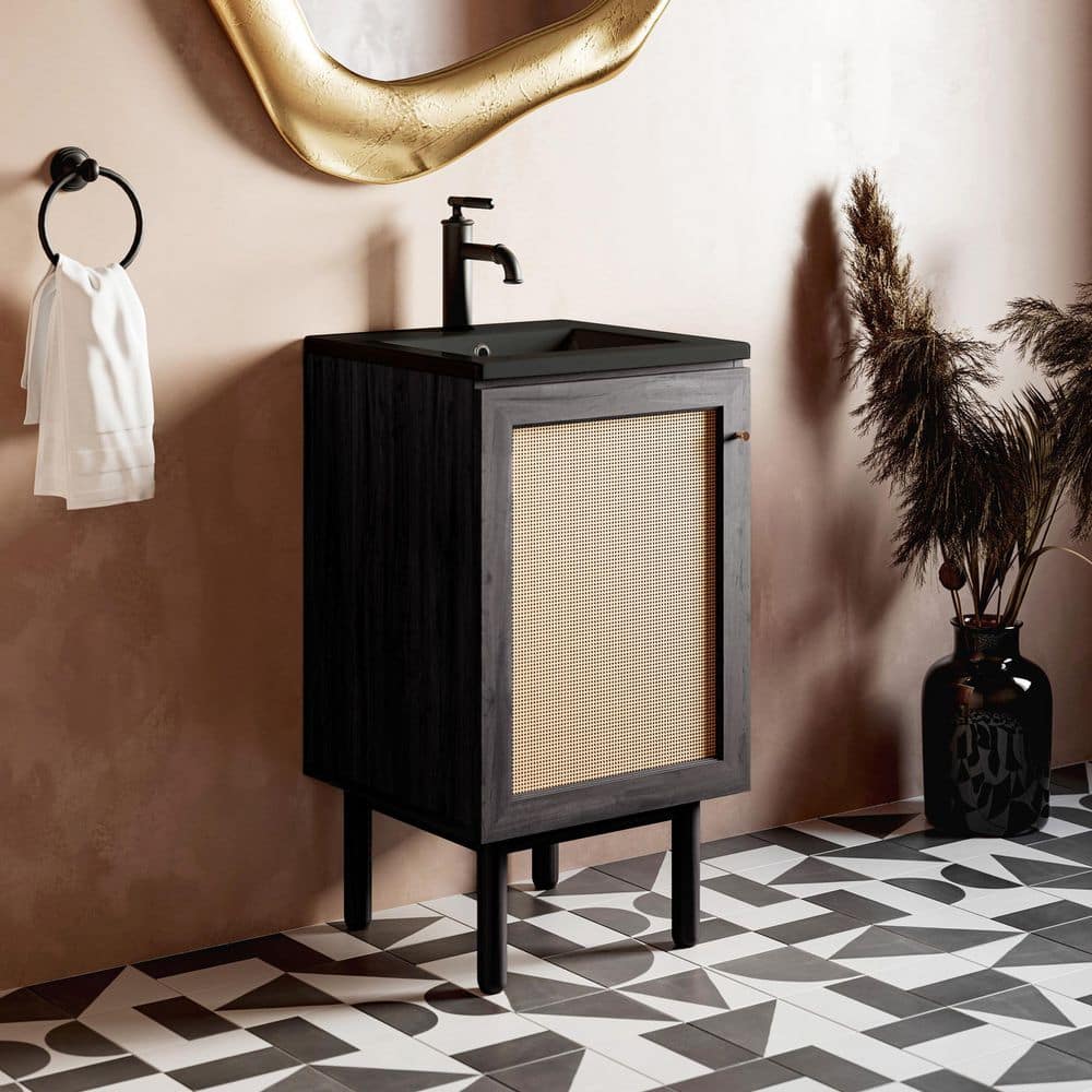 Classe 18 in. Black Oak Bath Vanity with Black Ceramic Sink Top price history on PriceWatchPro