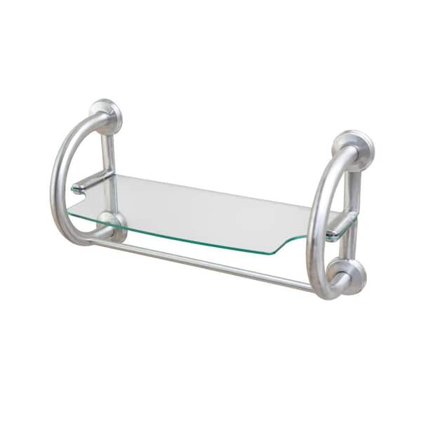 3-in-1 25.5 in. x 1.25 in. Grab Bar and Towel Shelf in Brushed Nickel