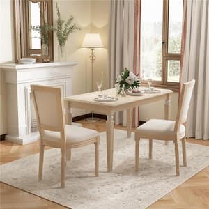 Beige Wood Dining Chair Set of 2