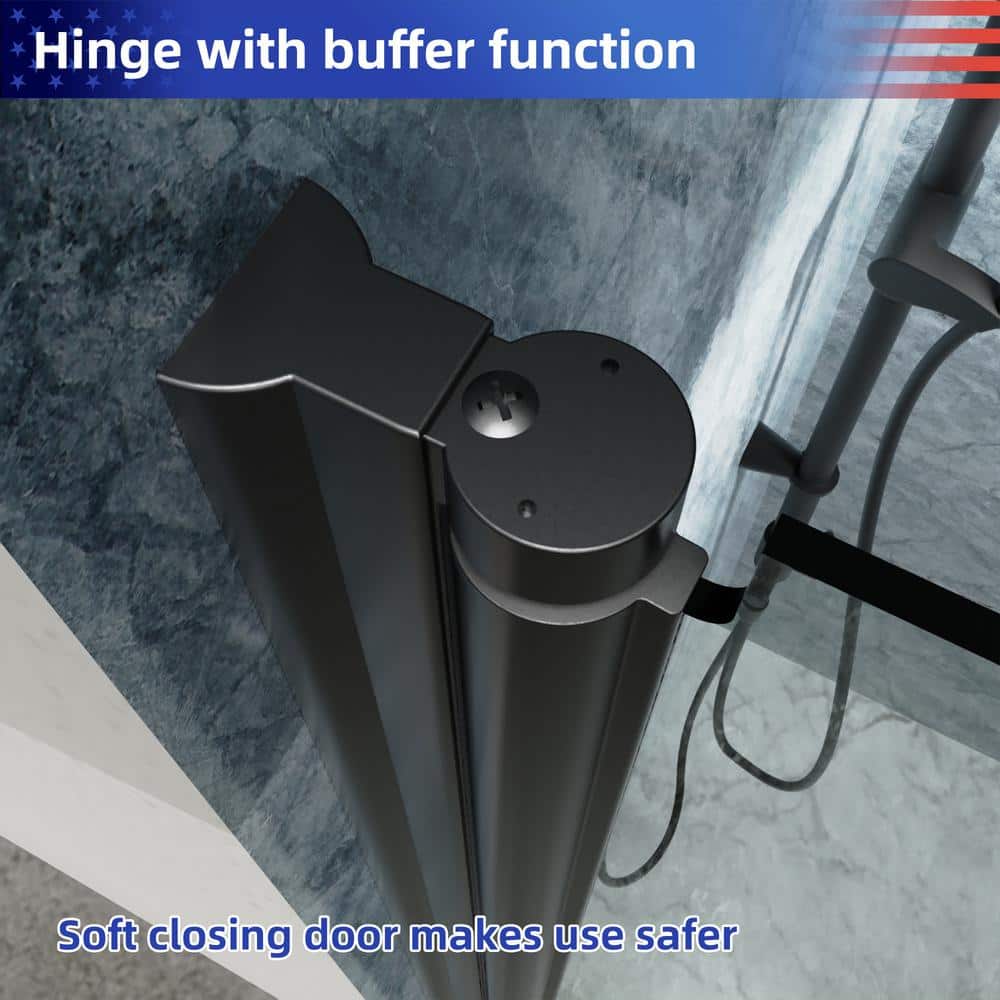 Matte Black Semi-Frameless Bi-Fold Shower Door, 30'' x 72''