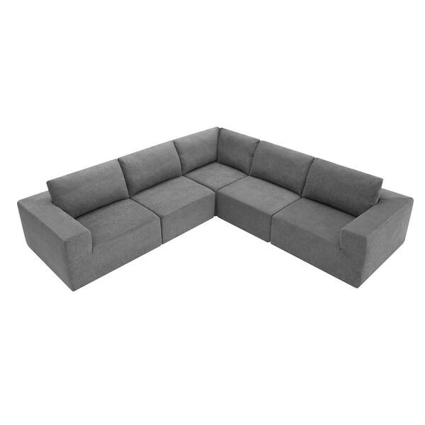 kurobee 。 L Polibi 116 in. Square Arm Fabric L-Shaped Sofa with Free