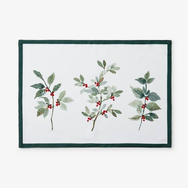 Company Cotton Floral Berry 20 in. W x 14 in. H Green Cotton Placemat Set of 4