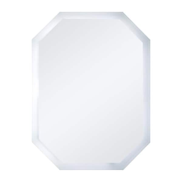 Decor Wonderland 24 in. W x 32 in. H Frameless Octagon Beveled Edge Frameless Wall Mount Bathroom Vanity Mirror in Silver