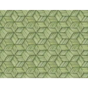 Intertwined Green Geometric Paper Strippable Roll Wallpaper (Covers 60.8 sq. ft.)