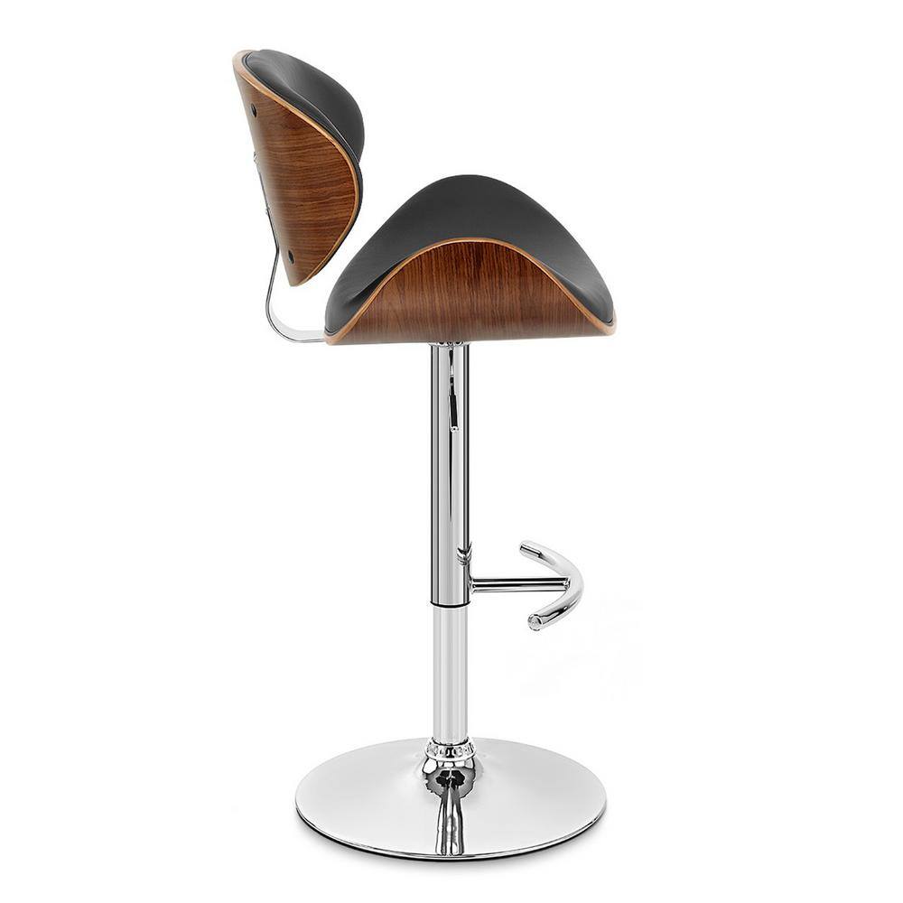 Naples Black Faux Leather Adjustable Swivel Bar Stool