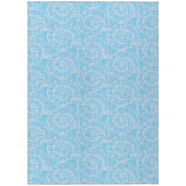 Surfside Blue 10 ft. x 14 ft. Geometric Indoor/Outdoor Area Rug