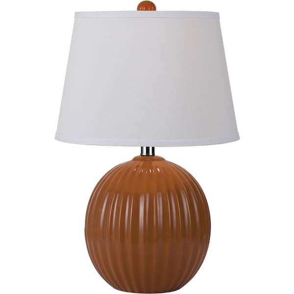 AF Lighting Bleeker 20.5 in. Orange Ceramic Ribbed Ball Table Lamp