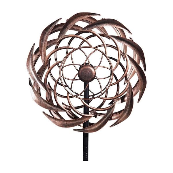 63 in. Copper Metal Garden Wind Spinners Outdoor for Yard & Garden