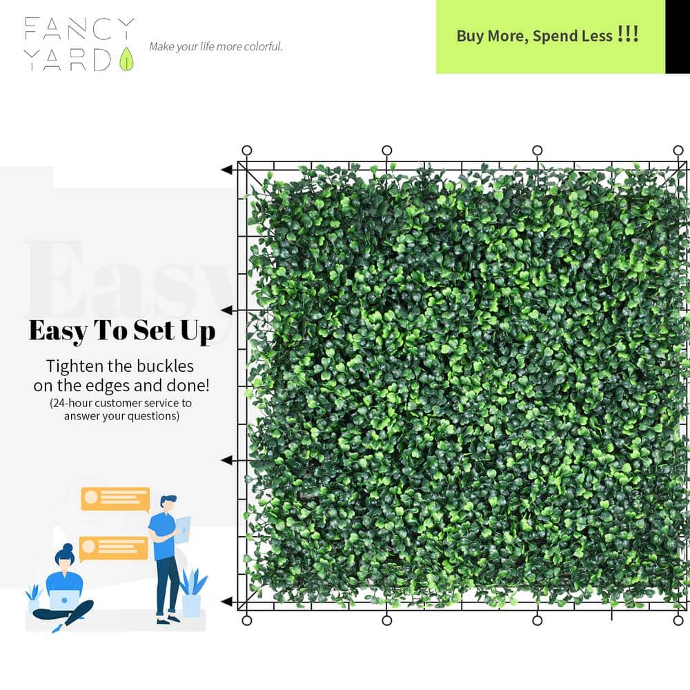 20x20 Inch Green Artificial Boxwood Wall Panels for Outdoor Decor