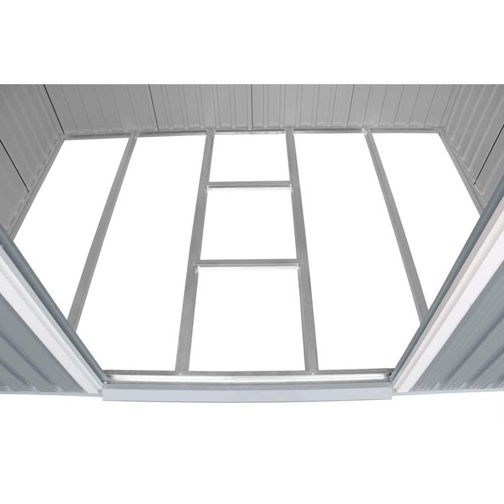 Gray 6' x 8' Metal Storage Shed with Sliding Door