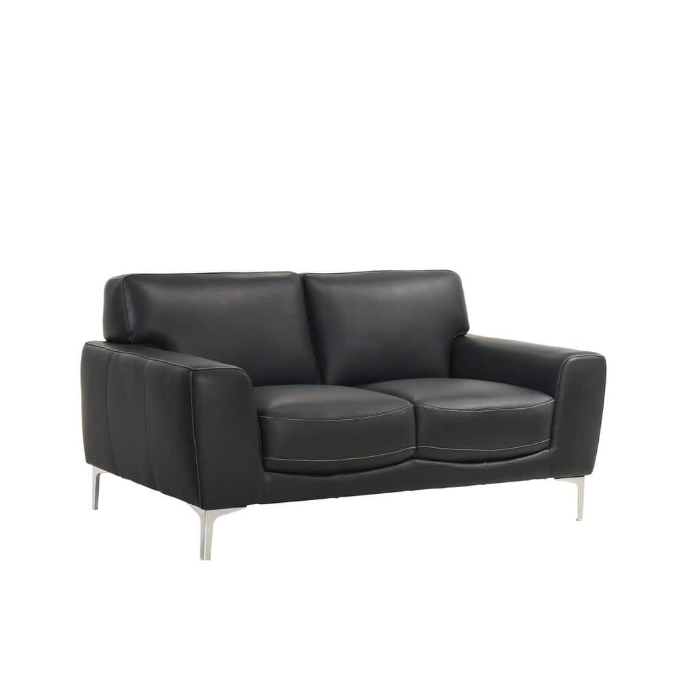 NEW CLASSIC HOME FURNISHINGS Carrara 62 In Black Top Grain Leather 2   Black New Classic Home Furnishings Loveseats L986 20 Blk 64 1000 