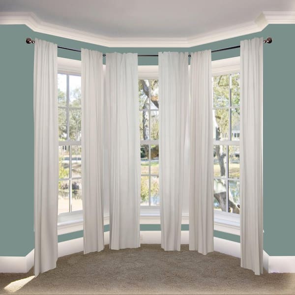 Arman 20 in. - 72 in. Bay Window Single Curtain Rod in Cocoa with Finial