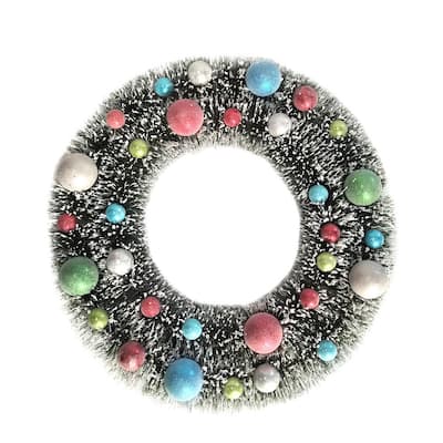 Jingle Jubilee 22 in. Whimsical Wreath with Multi-Colored Ornaments