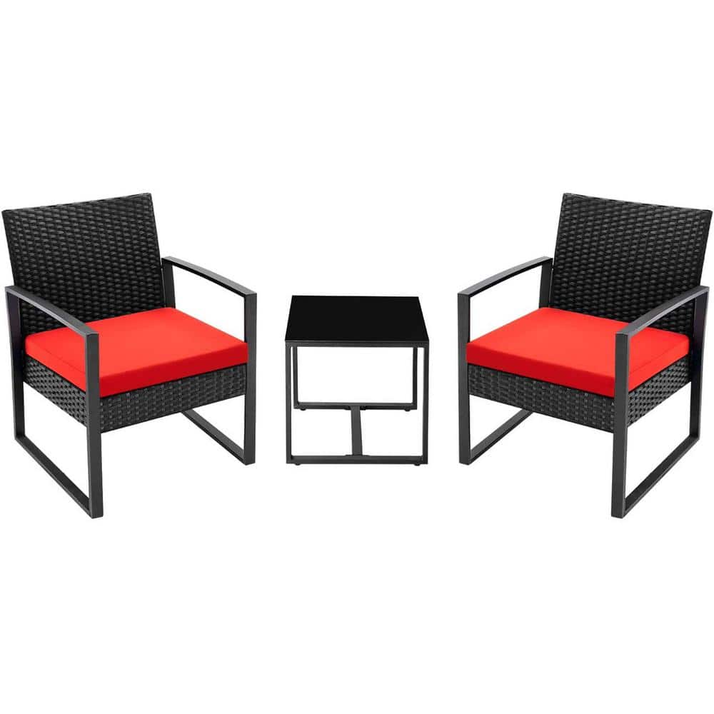 Reviews for Tozey 3Piece Black Steel Outdoor Wicker Patio Furniture