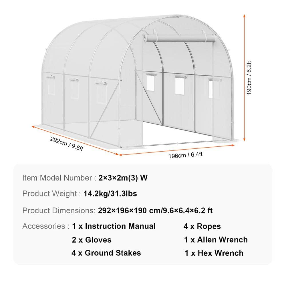 Large White Walk-In Tunnel Greenhouse with Galvanized Steel Frame