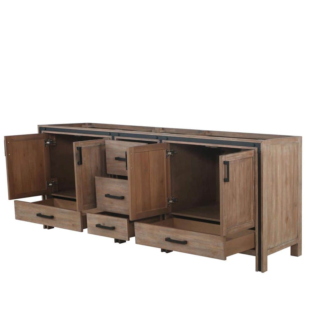 Ziva 84" Rustic Barnwood Double Freestanding Vanity Cabinet