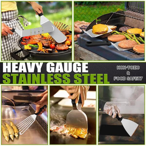 Certified Angus Beef Premium Grilling Set - 5 Piece Heavy Duty Stainless Steel Grill Tool Set with Pakkawood Handles for BBQ