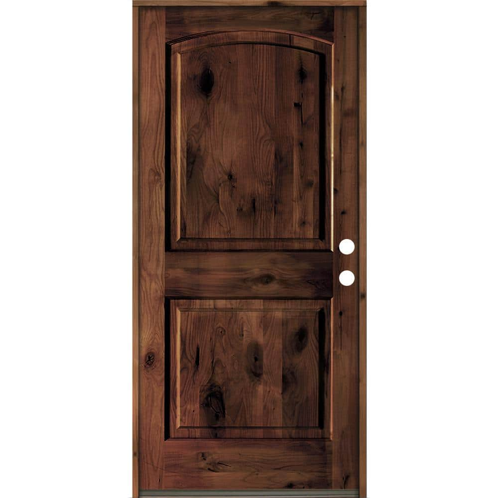 Krosswood Doors 30 in. x 80 in. Rustic Knotty Alder Arch Top Red ...