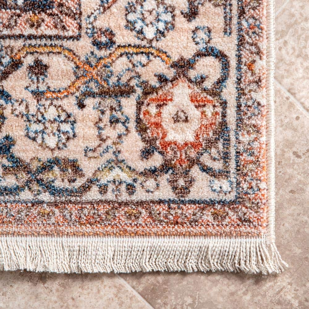 Elegant Light Brown Medallion 5' x 7' Synthetic Area Rug