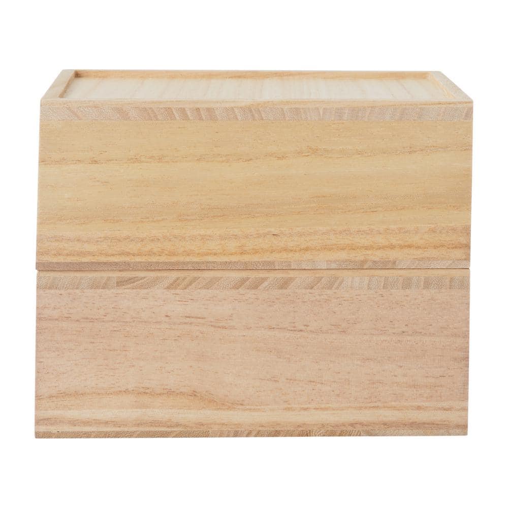 Light Natural Paulownia Wood Stackable Storage Boxes with Drawers