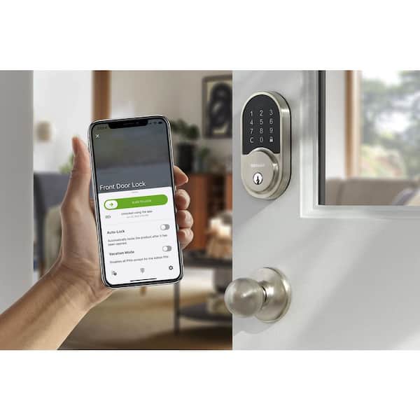 Defiant - Round Satin Nickel Electronic Single Cylinder Deadbolt Wi-Fi Enabled Powered by Hubspace