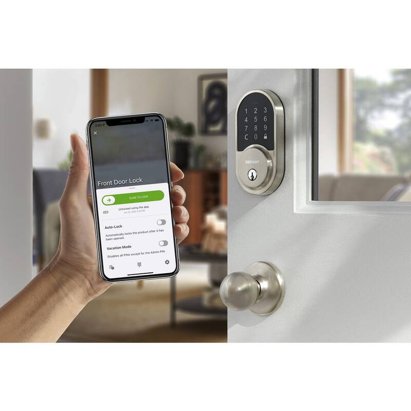 Round Satin Nickel Smart Wi-Fi Deadbolt Powered by Hubspace