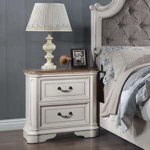 Florian Antique White Finish 2 - Drawer 17 in. W Nightstand