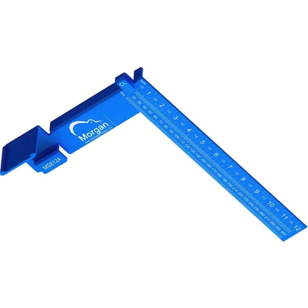 Morgan Square 12 in. Blue Aluminum Carpenter's Square with Standard Tape Measure Mount and Centerline Marking (1-Pack)