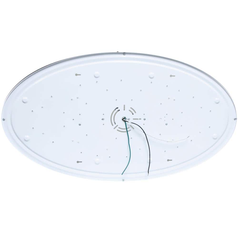Elegant 32" Satin Nickel Oval LED Ceiling Light, Dimmable & Color Selectable