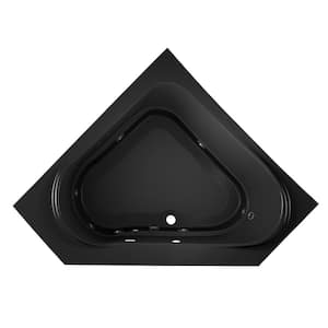 CAPELLA 60 in. x 60 in. Neo Angle Whirlpool Bathtub with Center Drain in Black