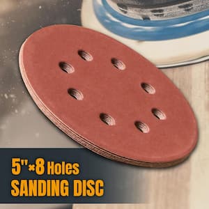 5 in. 40-Grit Aluminum Oxide Hook and Loop 8-Hole Sanding Disc for Random Orbital Sanders (50-Pack)