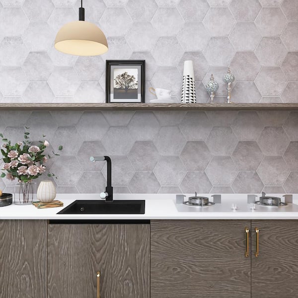 MOLOVO Dakota Hexagon 7.87 in. x 9.45 in. Matte Base Gray