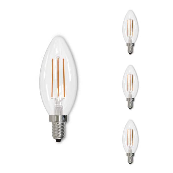 Bulbrite 60 - Watt Equivalent Soft White Light B11 (E12) Candelabra Screw Base Dimmable Clear 3000K LED Light Bulb (4-Pack)