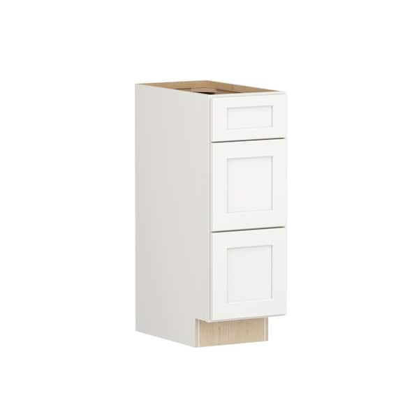SIMPLY WOODMARK PRO Shaker Full Overlay 12 in. W x 20.75 in. D x 34.5 in. H Plywood Assembled Vanity Drawer Base Bath Cabinet in Linen White