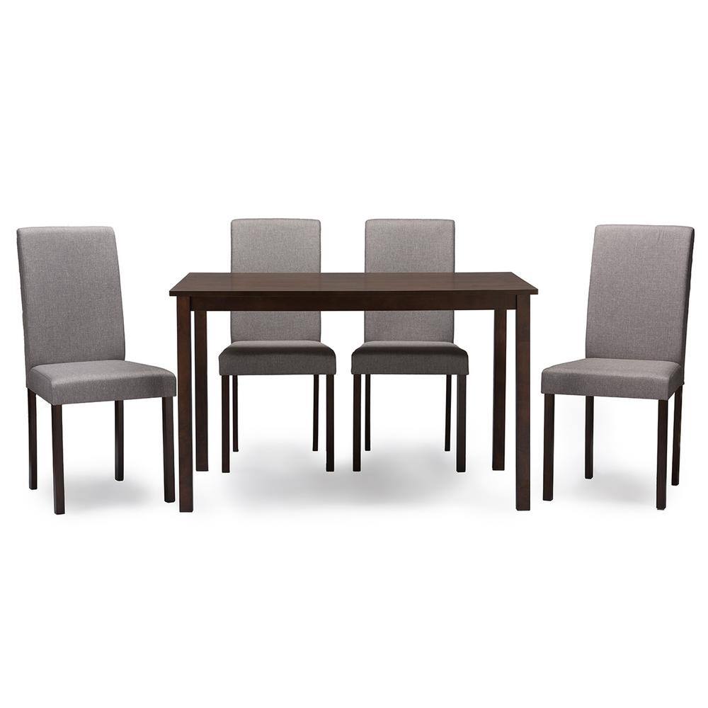 Andrew 5-Piece Dark Brown and Gray Wood Dining Set