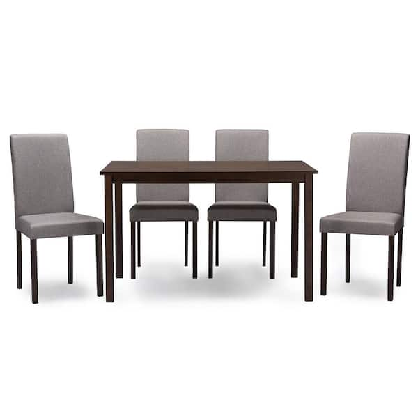 Baxton Studio Andrew 5 Piece Gray Fabric Upholstered Dining Set