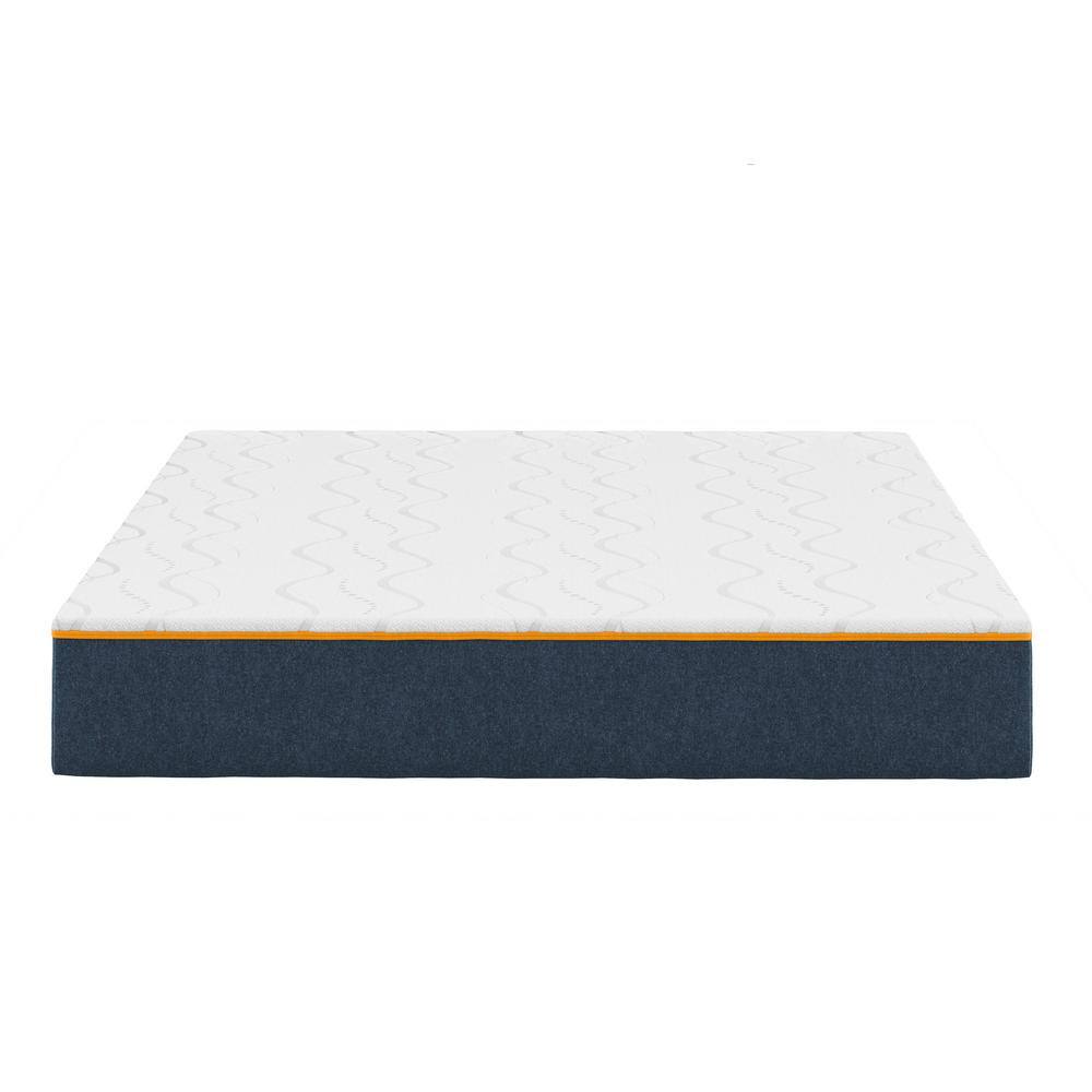King Size White and Blue Gel Memory Foam Mattress