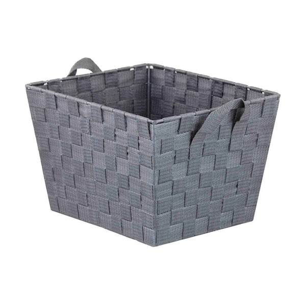 Home Basics 12 in. H x 10 in. W x 8 in. D Gray Fabric Cube Storage Bin ...