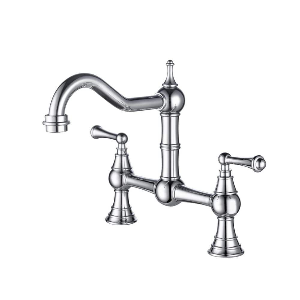 BTCSTAR SUNNIE DoubleHandle Wall Mount Gooseneck Bridge Kitchen Faucet
