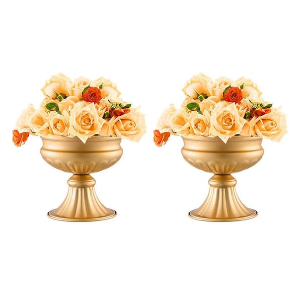 16 cm/6.3 in. 10-Pieces Tall Gold Wedding Flower Vase Metal Wedding Centerpiece Floral Arrangement Stand Rack Steel Pot