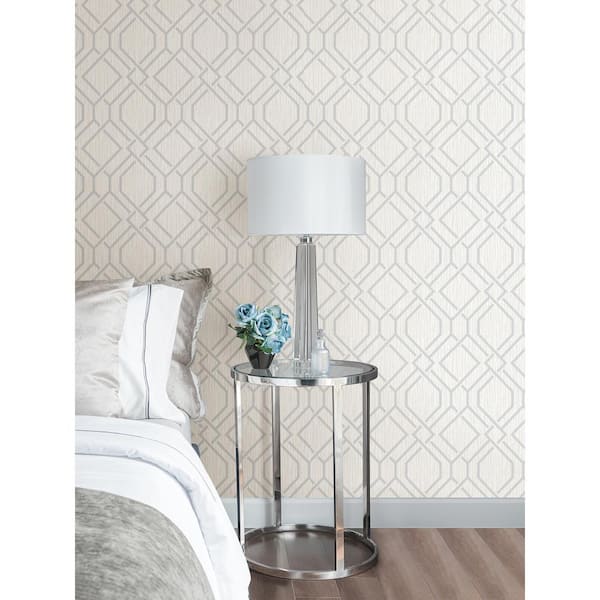 Frege Silver Trellis Vinyl Wallpaper Roll