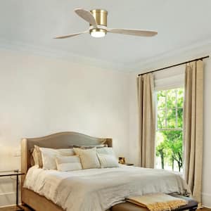 Mayna 52 in. Color Changing Integrated LED Sand Gold Flush Mount Ceiling Fan with Light and Remote Control