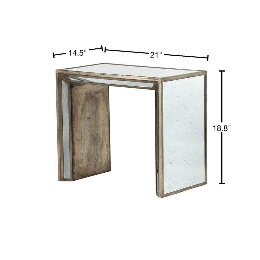 Waverly Mirrored Nested Side Tables with Distressed Wood Frame