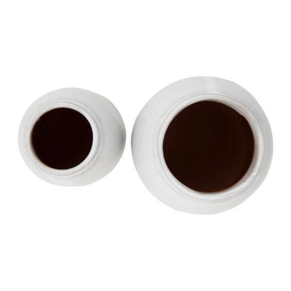 White Ceramic Round Decorative Vases, Set of 2