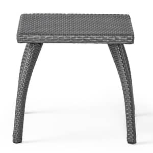 Elegant Woven Gray Wicker Side Table