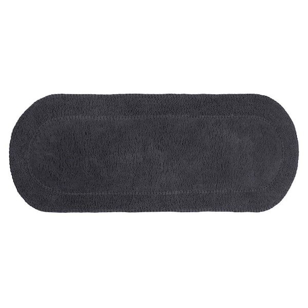 Double Ruffle Collection 100% Cotton Bath Rugs Set, 21x54 Runner, Gray